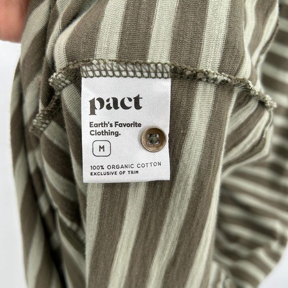 PACT Green Striped 100% Organic Cotton Tiered Boho Sleeveless Midi Dress Medium - Picture 8 of 8